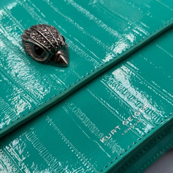 🆕 KURT GEIGER LONDON 🧿 NWOT Shoreditch Small Leather Crossbody Bag, Aqua Green - Picture 11 of 16